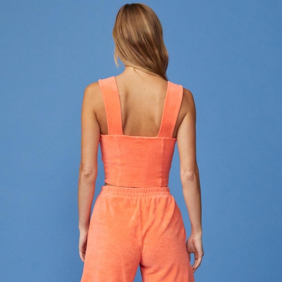 (A53) MONROW Terry Cloth Cropped Tank Top ONLY in Georgia Peach, Size XS, NWT - Picture 4 of 5